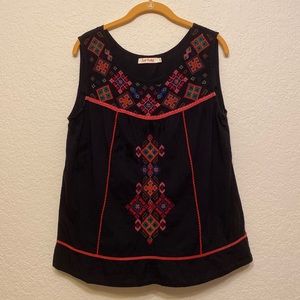 🎄🎄🎄Just Funky Ladies Embroidered Tank Blouse Lg